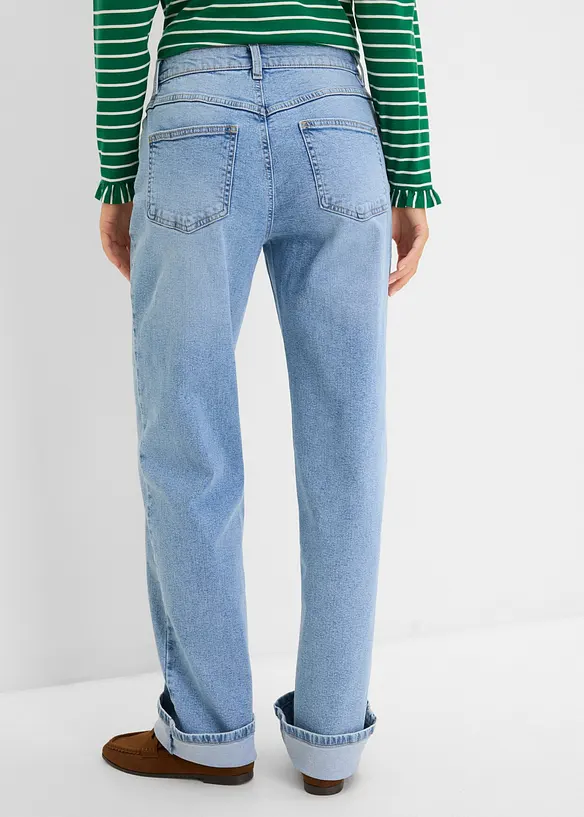 Loose Straight-Jeans High Waist in blau von hinten - bonprix