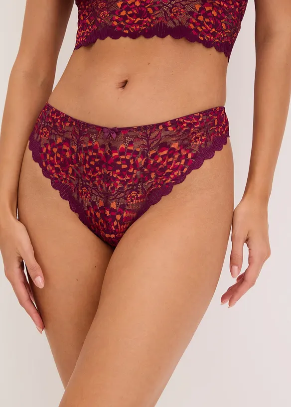 String aus mehrfarbiger Spitze  in rot von vorne - bonprix