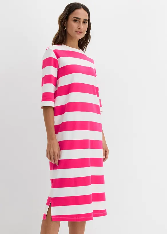Shirtkleid aus schwerer reiner Bio-Baumwolle in pink von vorne (Totalaufnahme) - bonprix