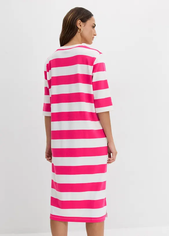 Shirtkleid aus schwerer reiner Bio-Baumwolle in pink von hinten (Totalaufnahme) - bonprix