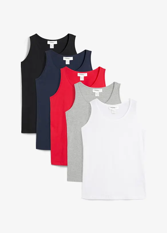 Long-Top (5er-Pack) in rot von vorne - bonprix