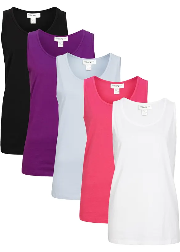 Long-Top (5er-Pack) in blau von vorne - bonprix Long-Top (5er-Pack) in blau von vorne - bonprix