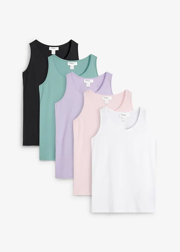 Long-Top (5er-Pack) in lila von vorne - bonprix