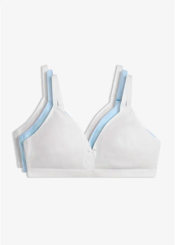 BH ohne Bügel mit Bio-Baumwolle (3er Pack) in weiß von vorne - bonprix