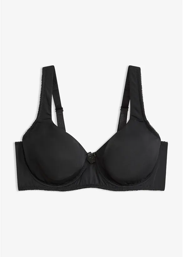 T-Shirt-BH mit gepolsterten Trägern in schwarz von vorne - bonprix