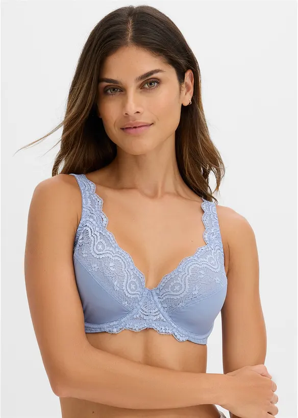 Bügel-BH mit zarter Spitze (2er Pack) in blau von vorne (im Anschnitt) - bonprix