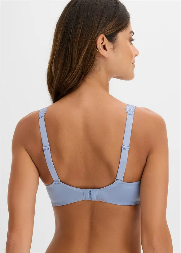 Bügel-BH mit zarter Spitze (2er Pack) in blau von hinten (im Anschnitt) - bonprix