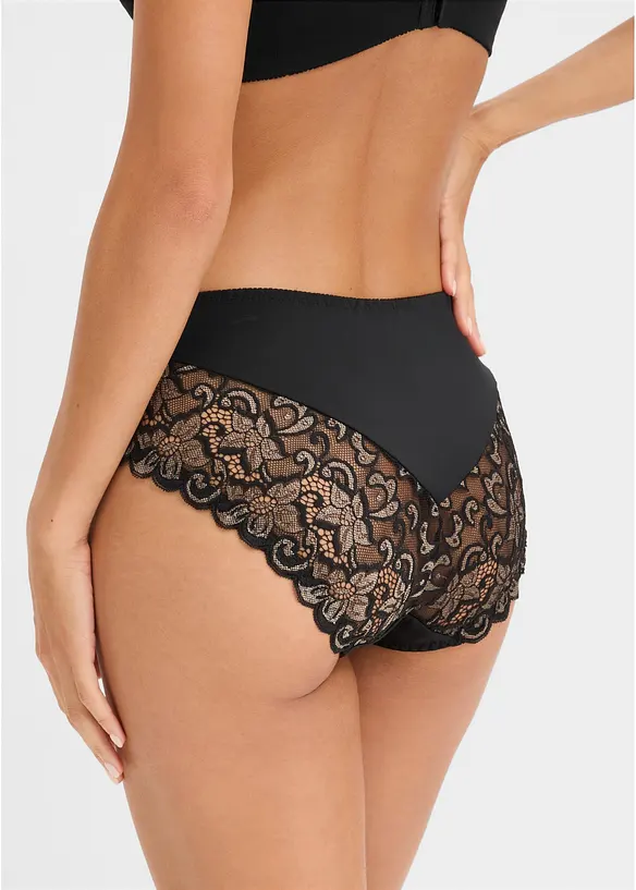 Maxislip mit zarter Spitze in schwarz von hinten - bonprix
