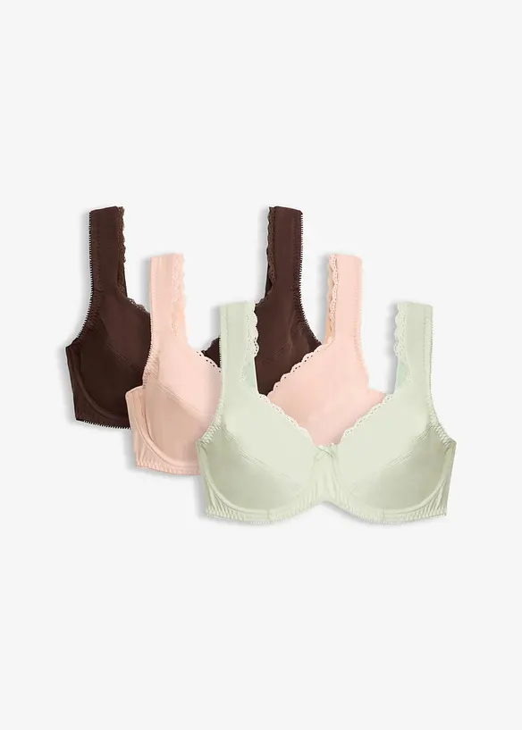 BH mit Bügel mit Bio-Baumwolle  (3er Pack) in braun von vorne - bonprix