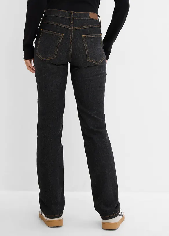 Straight Jeans Mid Waist, Stretch in schwarz von hinten - bonprix