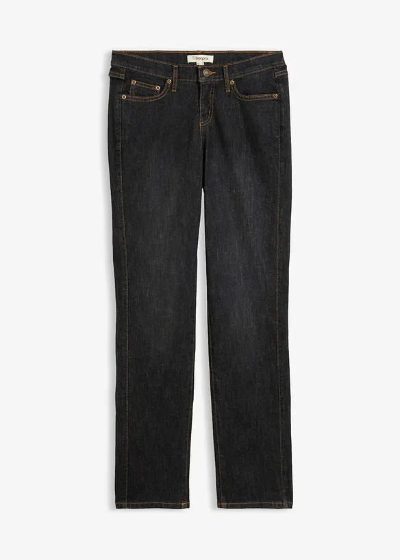 Straight Jeans Mid Waist, Stretch in schwarz von vorne - bonprix