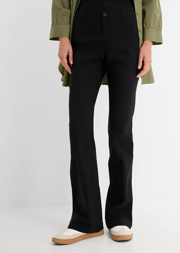 Bengalin-Bootcut-Hose aus Viskose-Mix in schwarz von vorne - bonprix