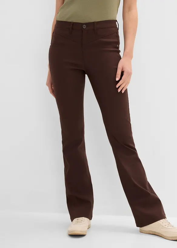 Bengalin-Bootcut-Hose aus Viskose-Mix in braun von vorne - bonprix
