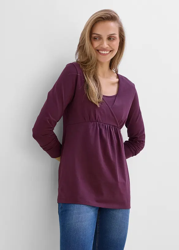 2-in-1 Umstands- und Stillshirt aus Bio-Baumwolle in rot von vorne (im Anschnitt) - bonprix 2-in-1 Umstands- und Stillshirt aus Bio-Baumwolle in rot von vorne (im Anschnitt) - bonprix
