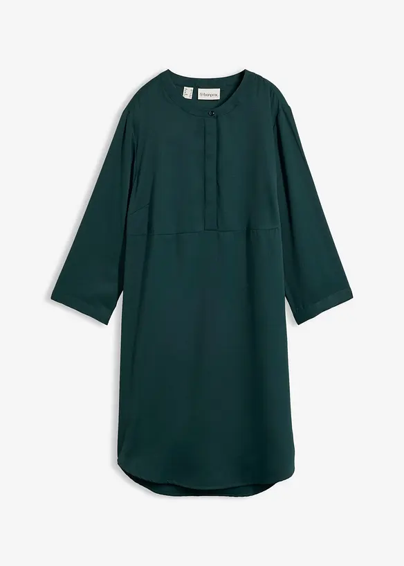 Blusenkleid mit kurzer Knopfleiste in grün von vorne - bonprix