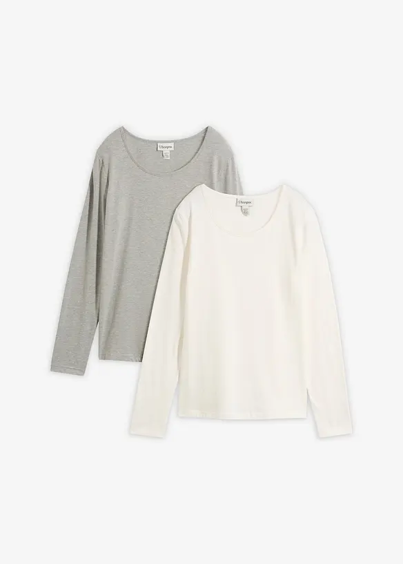 Langarmshirt (2er Pack) in grau von vorne - bonprix Langarmshirt (2er Pack) in grau von vorne - bonprix