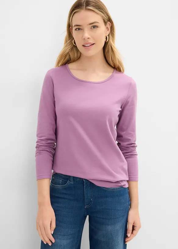 Langarmshirt (2er Pack) in lila von vorne (im Anschnitt) - bonprix Langarmshirt (2er Pack) in lila von vorne (im Anschnitt) - bonprix