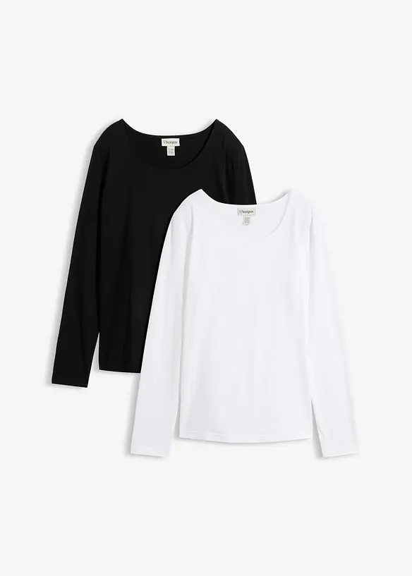 Langarmshirt (2er Pack) in weiß von vorne - bonprix Langarmshirt (2er Pack) in weiß von vorne - bonprix