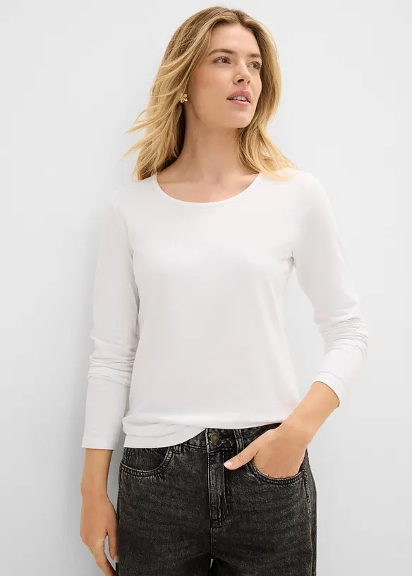 Langarmshirt (2er Pack) in weiß von vorne (im Anschnitt) - bonprix Langarmshirt (2er Pack) in weiß von vorne (im Anschnitt) - bonprix