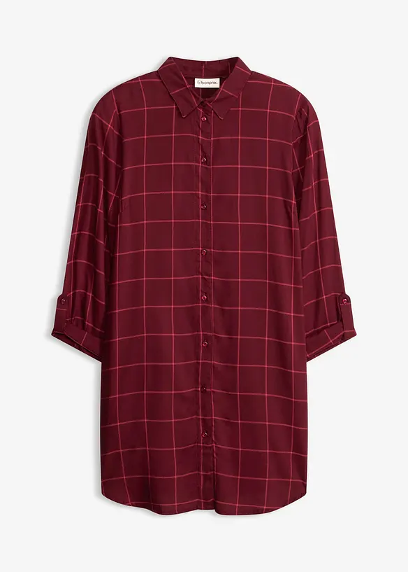 Karierte Longbluse mit Taschen in rot von vorne - bonprix