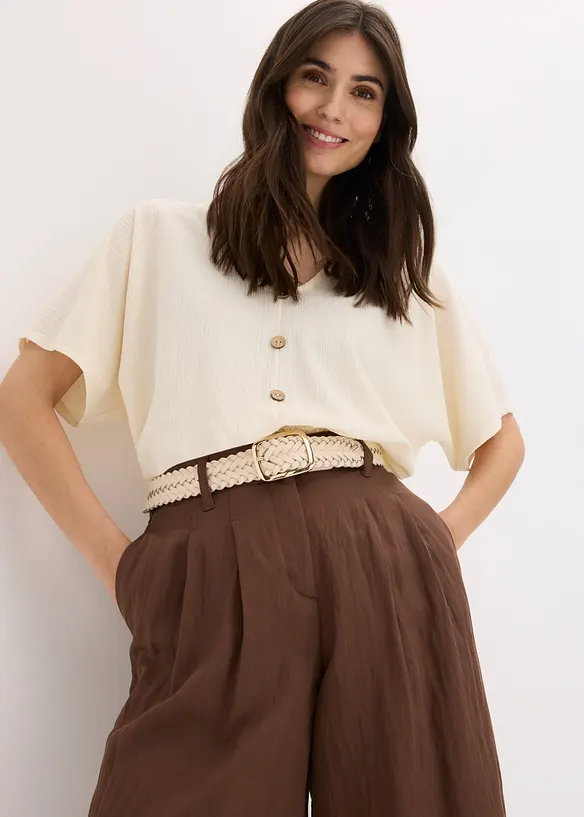 Flechtgürtel mit eckiger Schließe in beige von vorne (im Anschnitt) - bonprix