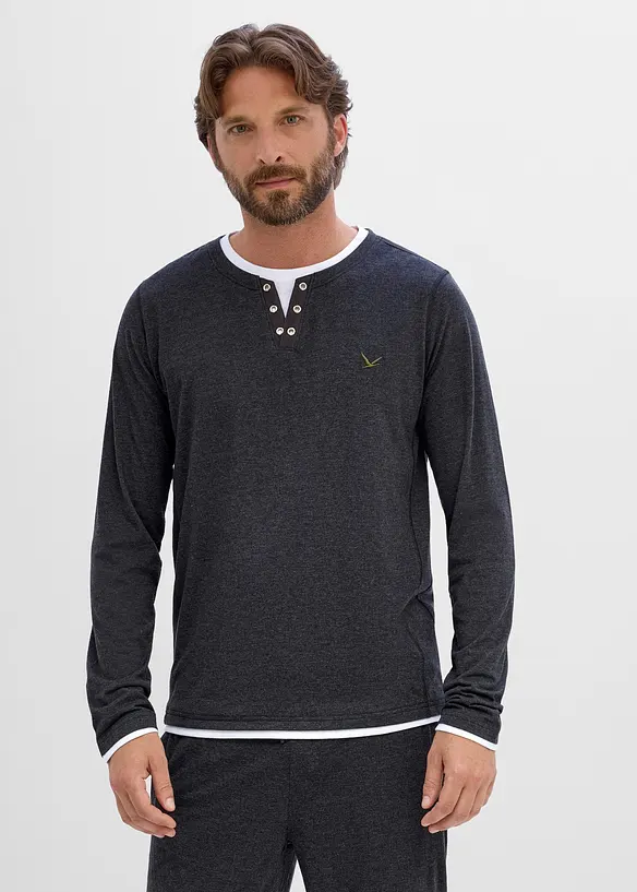 2 in 1 Langarmshirt (2er Pack) in grün von vorne (im Anschnitt) - bonprix