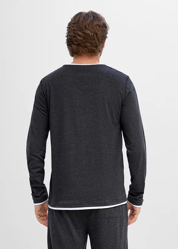 2 in 1 Langarmshirt (2er Pack) in grün von hinten (im Anschnitt) - bonprix