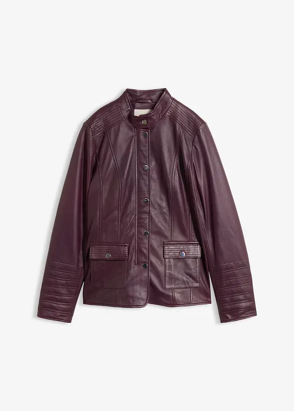 Lederjacke aus Lammnappa in rot von vorne - bonprix