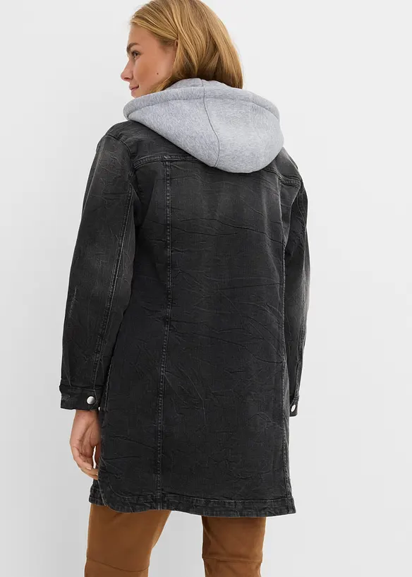Jeansjacke mit Kapuze in schwarz von hinten (im Anschnitt) - bonprix