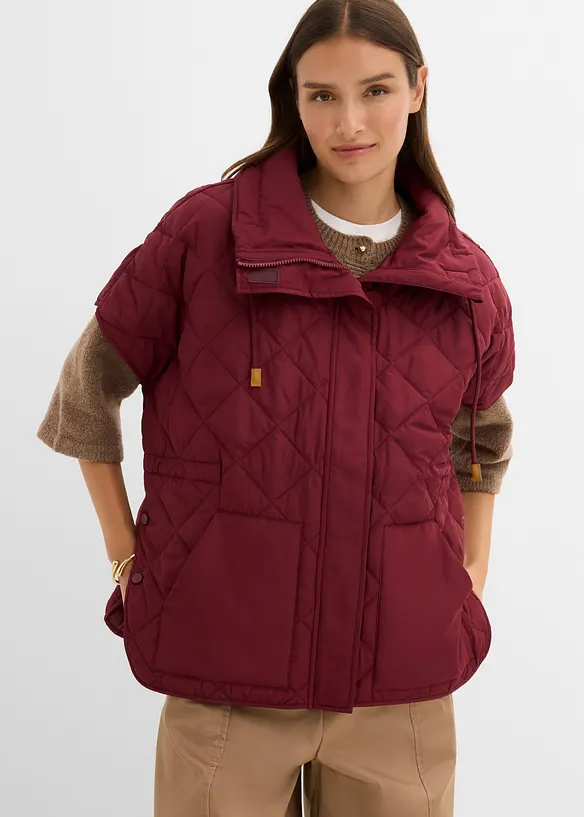 Oversize Funktions-Steppweste, wasserabweisend in rot von vorne (im Anschnitt) - bonprix