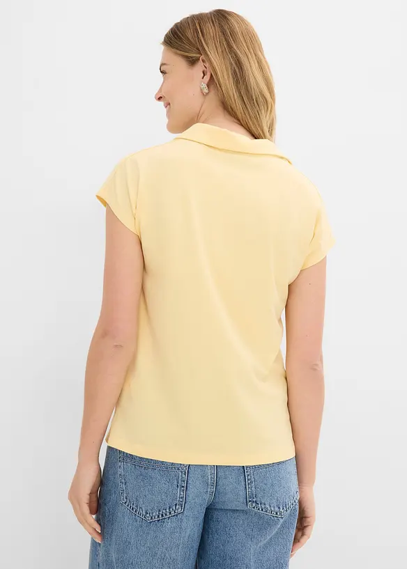 Poloshirt aus elastischem Baumwoll-Mix in gelb von hinten (im Anschnitt) - bonprix
