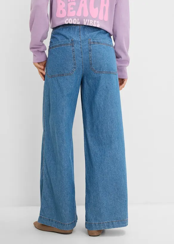 Wide-Leg-Jeans, High Waist in blau von hinten - bonprix