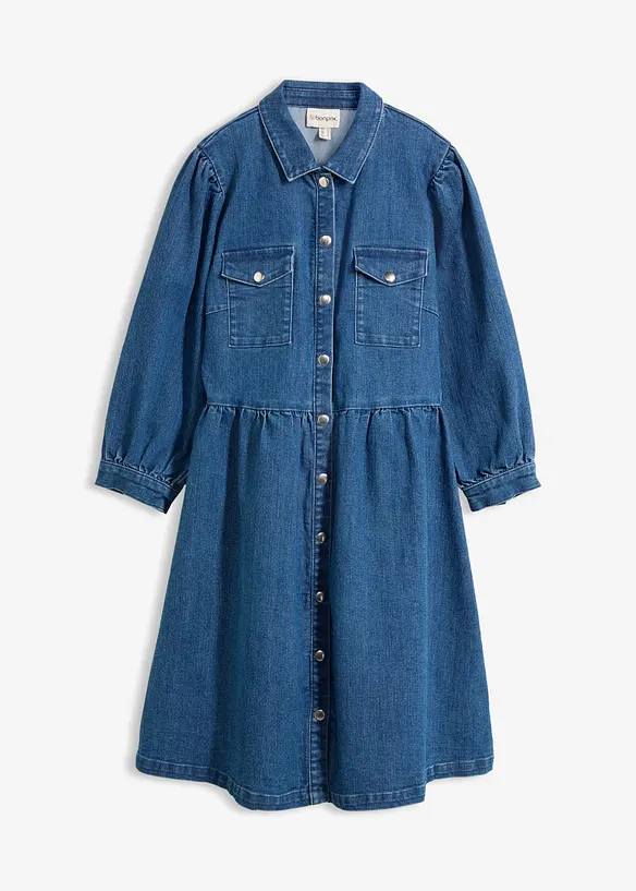 Jeanskleid in blau von vorne - bonprix