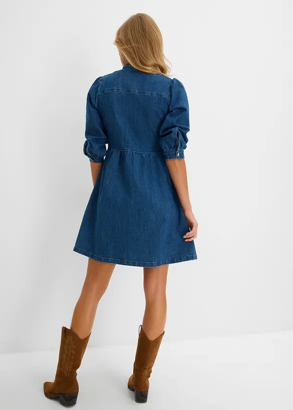 Jeanskleid in blau von hinten (Totalaufnahme) - bonprix