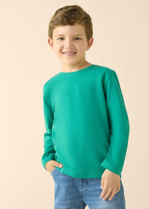 Langarmshirt mit Bio-Baumwolle (3er Pack) in grün von vorne (im Anschnitt) - bonprix