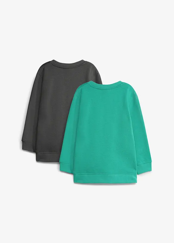 Sweatshirt aus weichem Baumwoll-Mix (2er Pack) in grün von hinten - bonprix