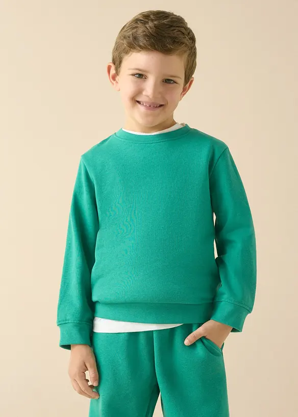 Sweatshirt aus weichem Baumwoll-Mix (2er Pack) in grün von vorne (im Anschnitt) - bonprix