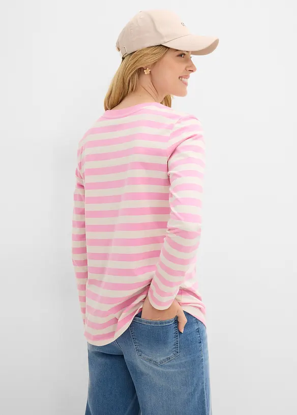 Streifenshirt aus reiner Bio-Baumwolle in rosa von hinten (im Anschnitt) - bonprix Streifenshirt aus reiner Bio-Baumwolle in rosa von hinten (im Anschnitt) - bonprix