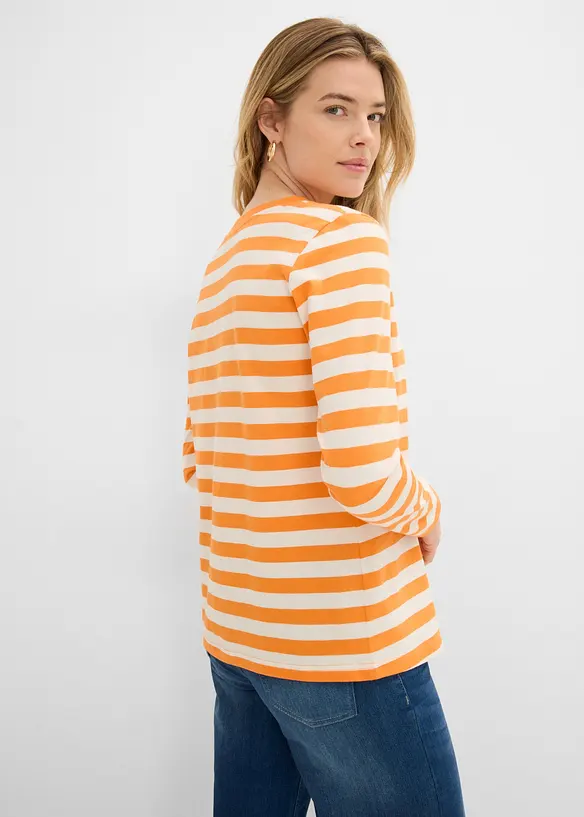 Streifenshirt aus reiner Bio-Baumwolle in orange von hinten (im Anschnitt) - bonprix Streifenshirt aus reiner Bio-Baumwolle in orange von hinten (im Anschnitt) - bonprix