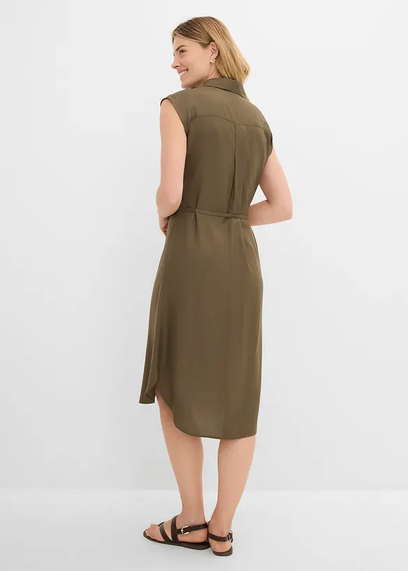 Blusenkleid aus weicher Viskose in grün von hinten (Totalaufnahme) - bonprix Blusenkleid aus weicher Viskose in grün von hinten (Totalaufnahme) - bonprix