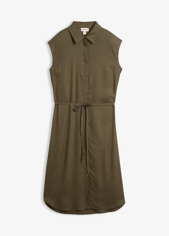 Blusenkleid aus weicher Viskose in grün von vorne - bonprix Blusenkleid aus weicher Viskose in grün von vorne - bonprix