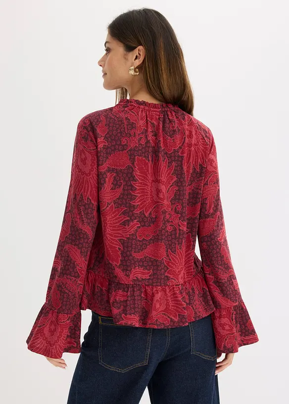 Shirtbluse aus softem Modal-Mix in rot von hinten (im Anschnitt) - bonprix