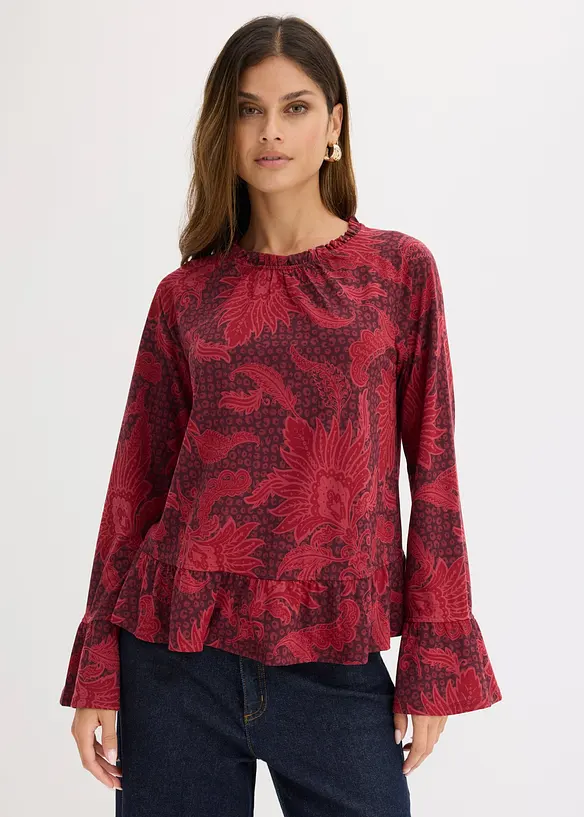 Shirtbluse aus softem Modal-Mix in rot von vorne (im Anschnitt) - bonprix