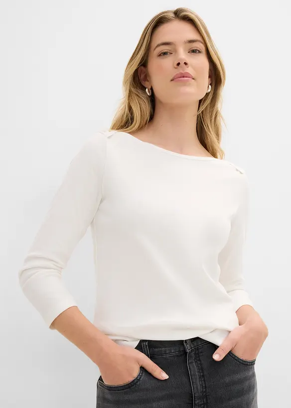 Shirt aus reiner Bio-Baumwolle in weiß von vorne (im Anschnitt) - bonprix Shirt aus reiner Bio-Baumwolle in weiß von vorne (im Anschnitt) - bonprix