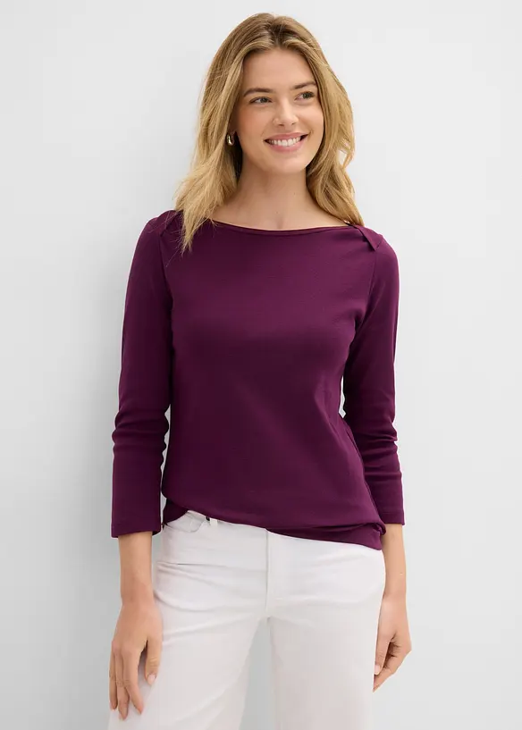 Shirt aus reiner Bio-Baumwolle in lila von vorne (im Anschnitt) - bonprix Shirt aus reiner Bio-Baumwolle in lila von vorne (im Anschnitt) - bonprix