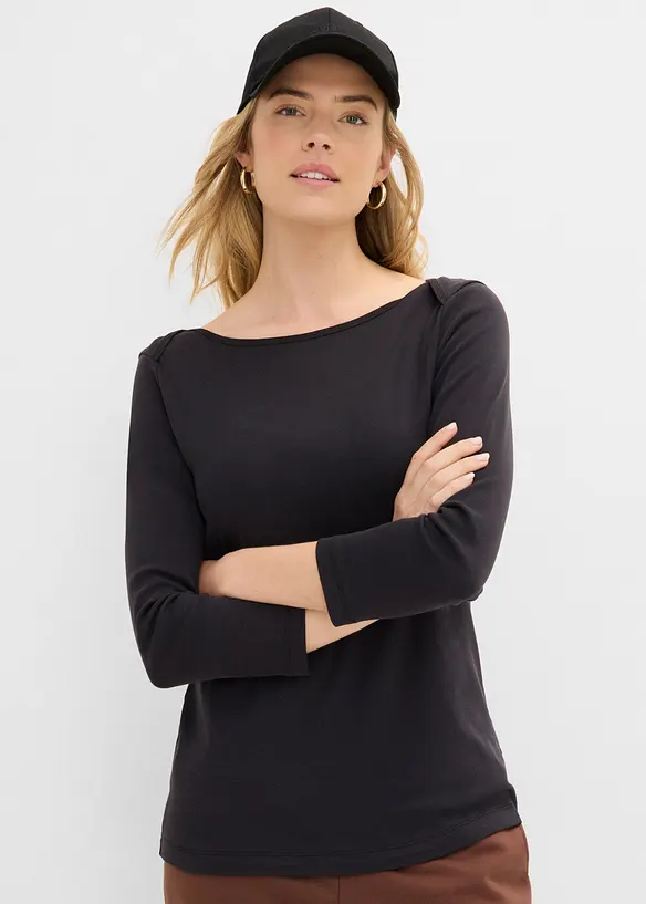 Shirt aus reiner Bio-Baumwolle in schwarz von vorne (im Anschnitt) - bonprix Shirt aus reiner Bio-Baumwolle in schwarz von vorne (im Anschnitt) - bonprix