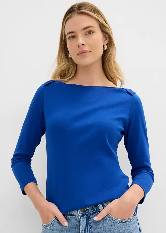 Shirt aus reiner Bio-Baumwolle in blau von vorne (im Anschnitt) - bonprix Shirt aus reiner Bio-Baumwolle in blau von vorne (im Anschnitt) - bonprix