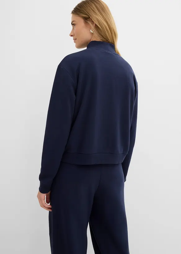 Sweatjacke aus reiner Bio-Baumwolle in blau von hinten (im Anschnitt) - bonprix Sweatjacke aus reiner Bio-Baumwolle in blau von hinten (im Anschnitt) - bonprix