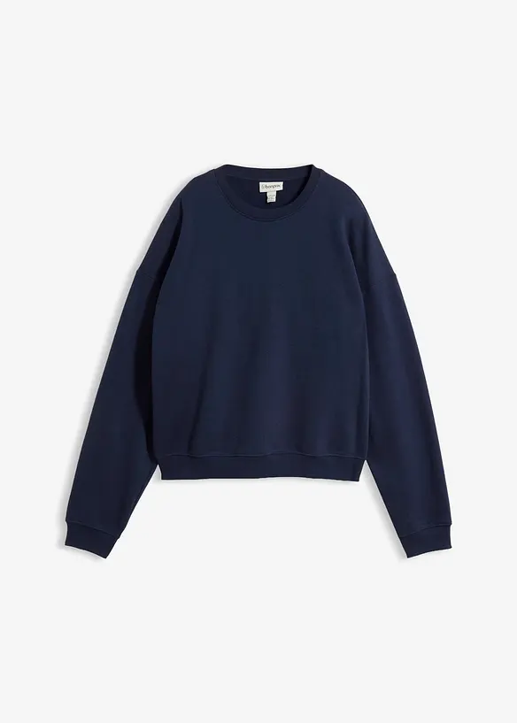 Kurzes Sweatshirt aus reiner Bio-Baumwolle in blau von vorne - bonprix Kurzes Sweatshirt aus reiner Bio-Baumwolle in blau von vorne - bonprix