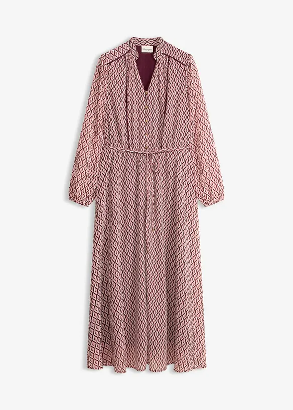 Chiffonkleid mit Kontrast-Pipings in lila von vorne - bonprix